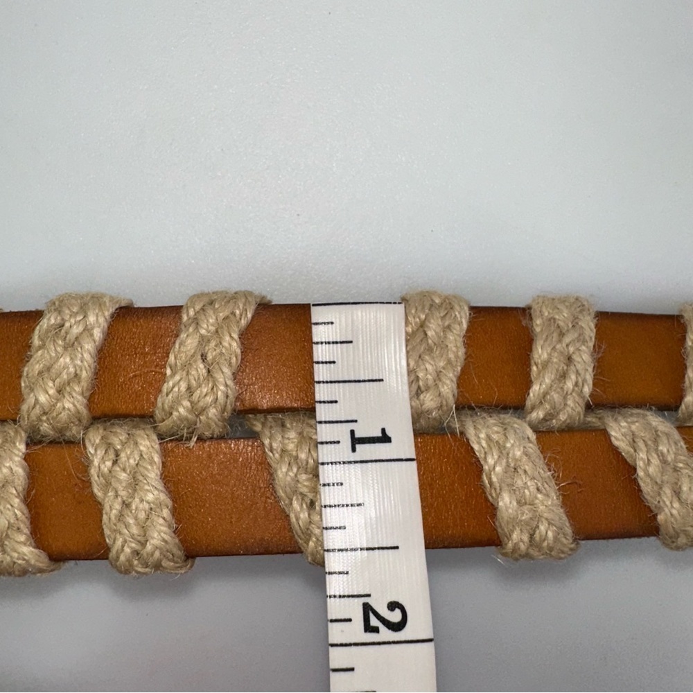 Linea Pelle size S Anthropologie Leather Adjustable Women Belt Ivory Tan - Picture 6 of 7